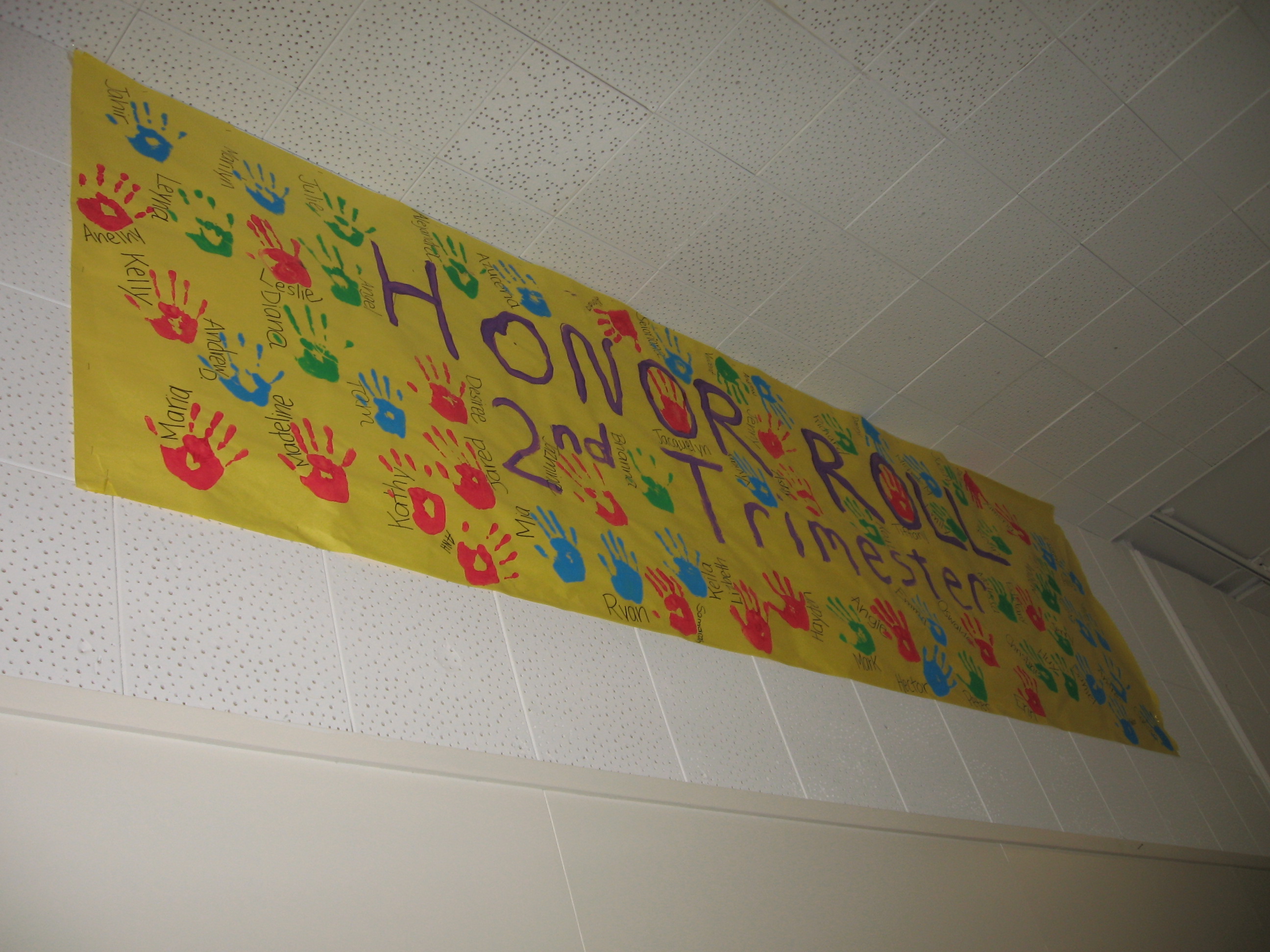 Teachers and staff recognize the hardworking 2nd trimester honor roll students!